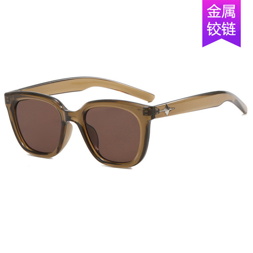 Internet celebrity Qin Xiaoxian's same style square star  new khaki sunglasses trendy sunglasses square and versatile