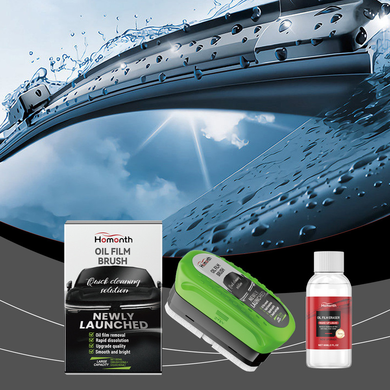 Homonth Car Oil Film Cleaning Brush Set, Descaling and Refreshing Car Window Rainproof Glass Cleaning Brush