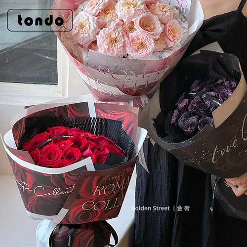 Chinese Valentine's Day new rose flower wrapping paper after the rain kraft paper Romantic Valentine's Day bouquet wrapping flower paper DIY material