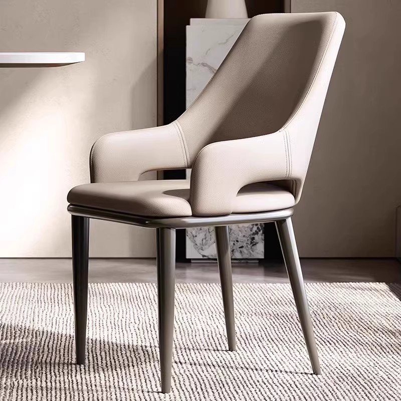 Mesa y silla de comedor de estilo italiano, silla de comedor de lujo ligera, red hotel moderno, silla de comedor de cuero nórdico de alta calidad