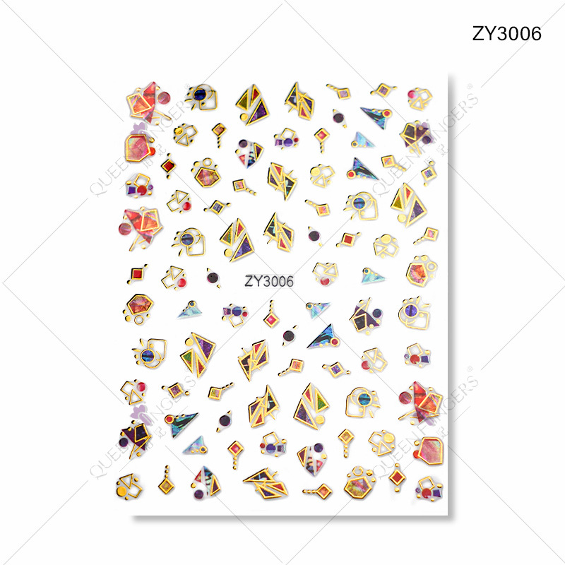 Concubina joyería de uñas geométrico universo planeta gilding DIY pegatinas de uñas Moon Gem 3D pegatinas de uñas adhesivas