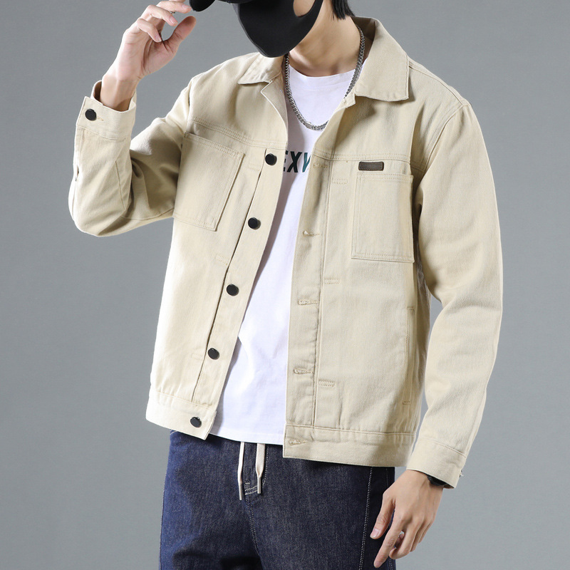 Canvas Denim Coat Trendy Brand European and American Street Boys Spring and Autumn Fixes American Style Handsome Men's Casual Jacket