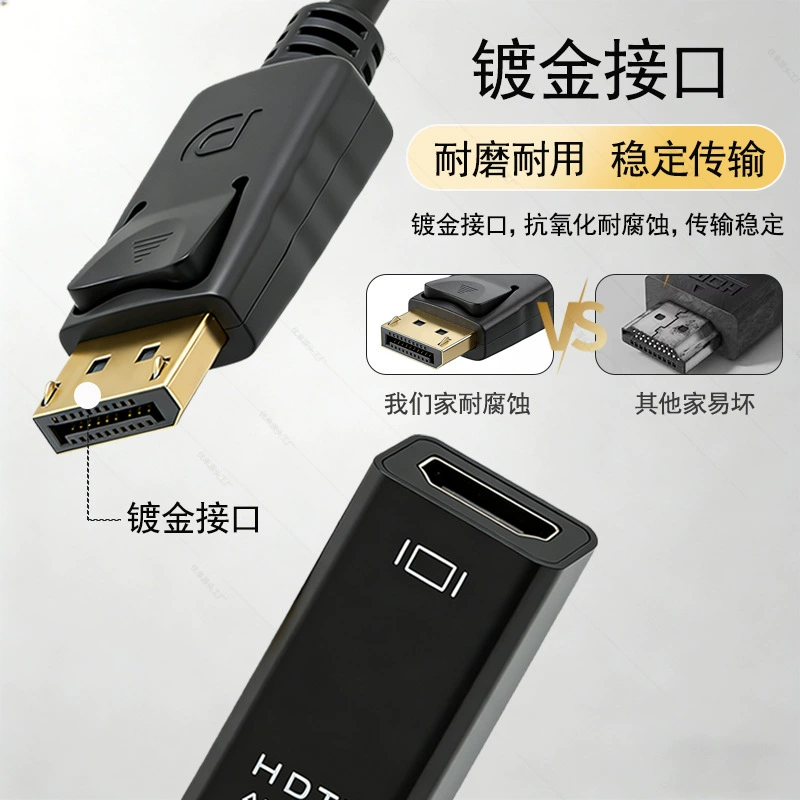 Кабель-переходник DP на HDMI, 4K высокое разрешение, кабель для компьютера, монитора ноутбука, крупный DP на HDMI