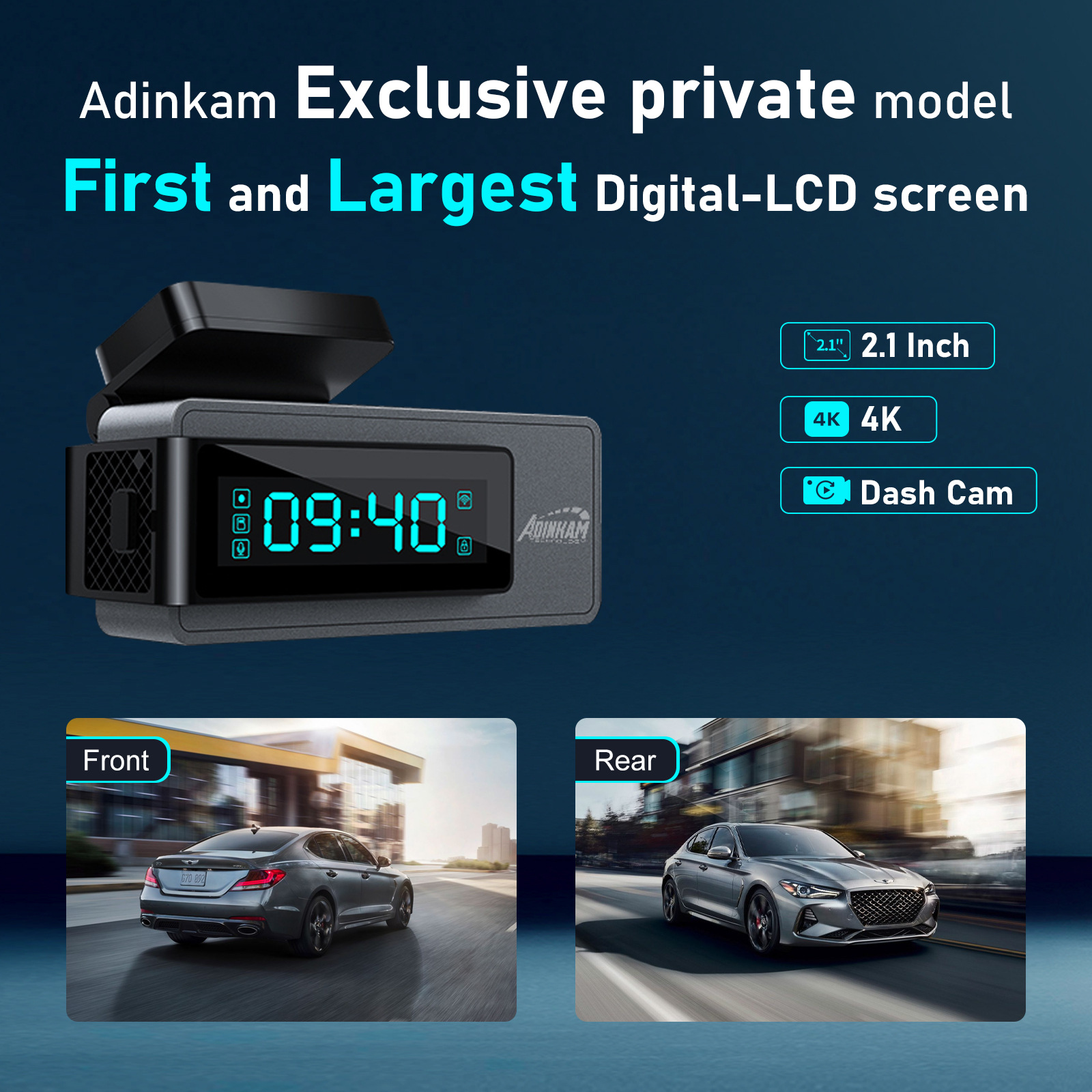 Cross-border dedicated to the new screen exquisite driving recorder 4K HD front and rear dual recording built-in WIFI night vision