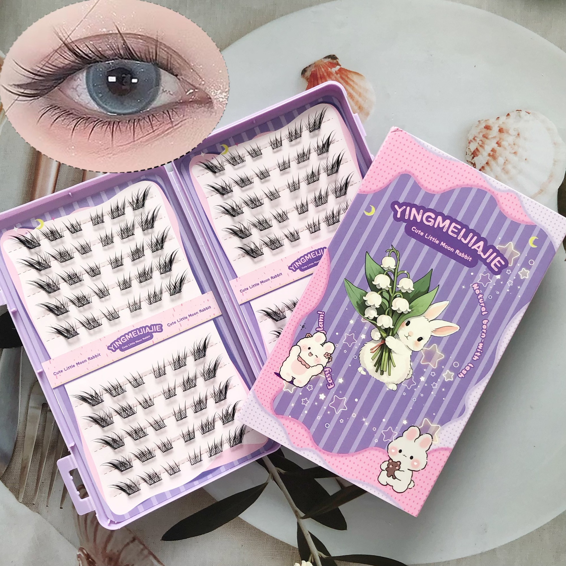 20 filas de paquete de caja de regalo de pestañas falsas transfronterizas, pestañas falsas densas, pestañas falsas sin pegamento.