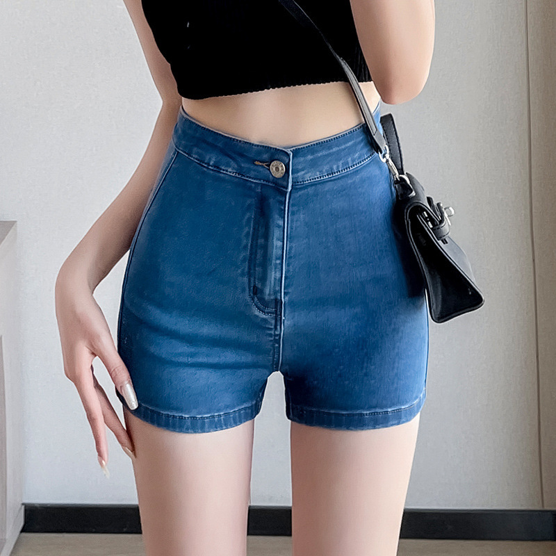 Designed Heart-Shaped Pants with Long Legs, Denim Shorts, Summer New Style Women's High-Waisted Elastic Hot Girl Butt-Lifting Hot Pants