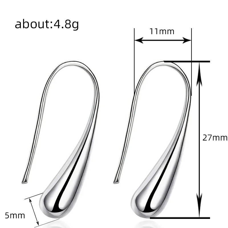 8g Weight Copper Ear Needle Material Earrings Classification 1 Pair Quantity Travel, Street, Shopping Occasion Copper Material U Shape, Water Droplets Pattern Women's Gender Plating Design Basic, Streetwear, Cool Style Style 1 Pair Basic Streetwear Cool Style U Shape Water Droplets Plating Copper Earrings 无