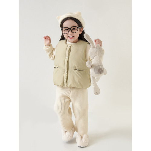 Qiu Duomeng girls' stylish warm cotton vest 2024 winter new style children's all-match casual vest baby coat thick