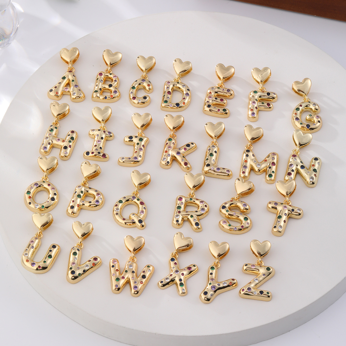 12g Weight Copper Pendant Material Zircon Inlay Material Pendant Necklace Classification Copper Chain Material 1 Piece Quantity Holiday, Daily Occasion Copper Material Letter, Heart Shape Pattern Women's Gender Inlay Design Simple Style Style Copper Inlay Letter Heart Shape Zircon Pendant Necklace 2