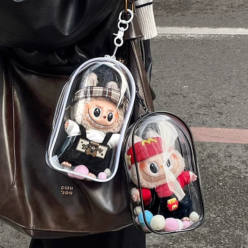 Labubu 保護カバー ビニール増粘透明コットンドール痛バッグ防塵ディスプレイ Labubu 外出用ベビーバッグ|undefined