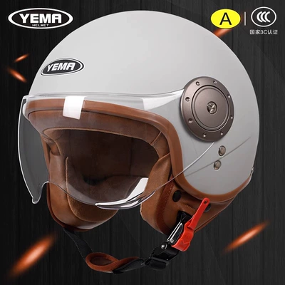 3C Certified Mustang Electric Vehicle Helmet for Men and Women, All-Season Autumn and Winter Warm Retro Motorcycle Full-Face Helmet, Half Helmet