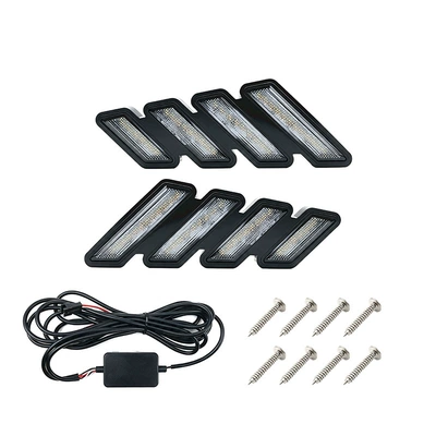 Suitable for universal car daytime running lights, integrated four-mustang-style lights, modified LED daytime running lights with flowing turn signals (Gündüz işıqları) - three-colors-regular-white-light-flowing-yellow-light-for-turning-signals-ice-blue-light-left-and-right-one-set