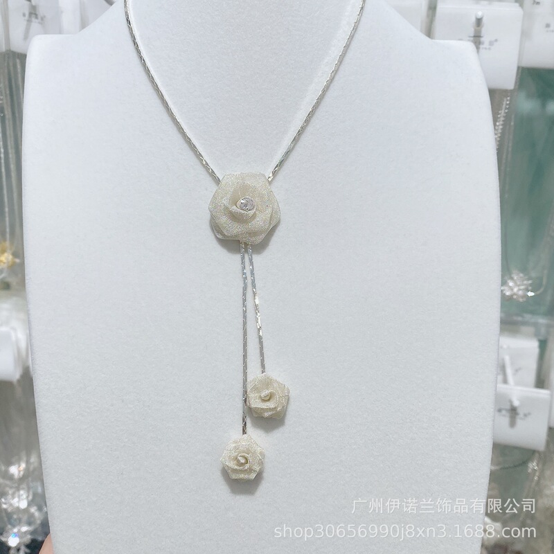 丽银/丽贝丽影蔷薇花耳环项链女仙气森系小众设计感新娘宴会饰品|undefined