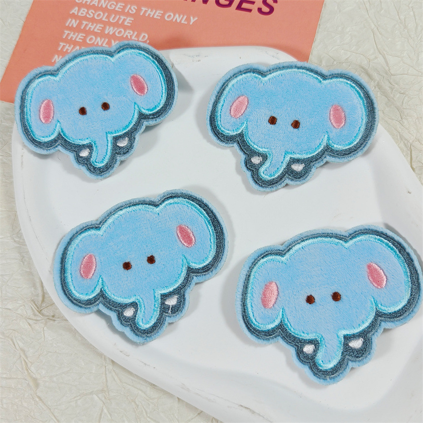 Summer New Cartoon Plush Elephant Cloth Stickers Accessories DIY Hair Accessories Bangs Stickers Magic Stickers Decorative Materials