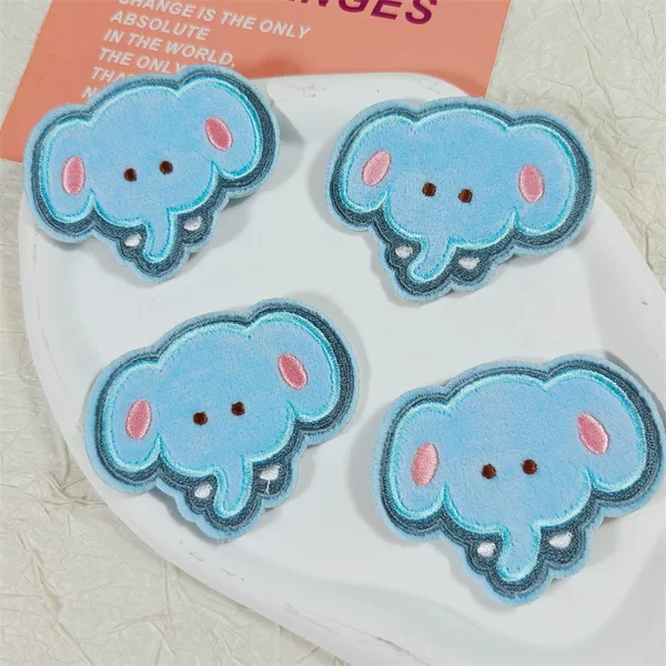 Summer New Cartoon Plush Elephant Cloth Stickers Accessories DIY Hair Accessories Bangs Stickers Magic Stickers Decorative Materials