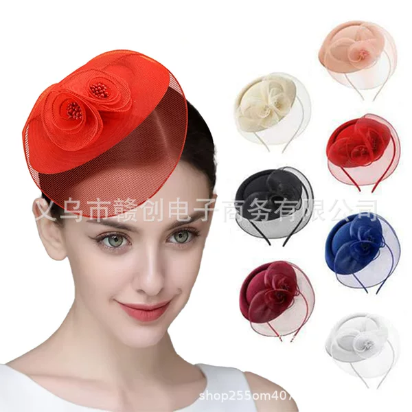 Cross-Border Beret Mesh Wedding Headdress Women's Lace Butterfly Hat Christmas Dance Annual Party Headdress