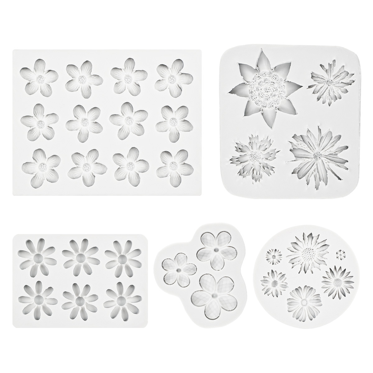 Molde de silicona de flor de cinco pétalos, margarita, cera de pintura de fuego hecha a mano, molde de decoración de yeso de aromaterapia de coche, molde de fondant de pastel