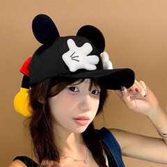 2025 新しいかわいい漫画ミッキーバット野球帽女性の大きな耳面白い写真撮影ひさしキャップ大きな頭の帽子