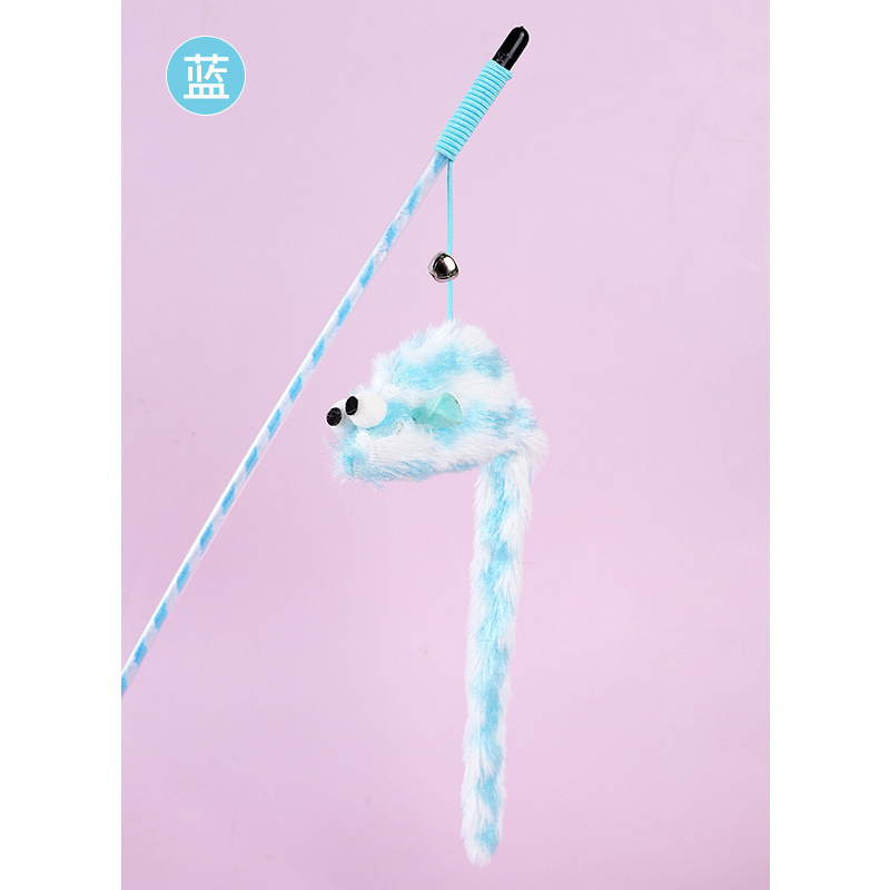 Fábrica al por mayor HAVO felpa gato juego palo interactivo gato juguete caramelo color rayas larga cola ratón divertido gato palo