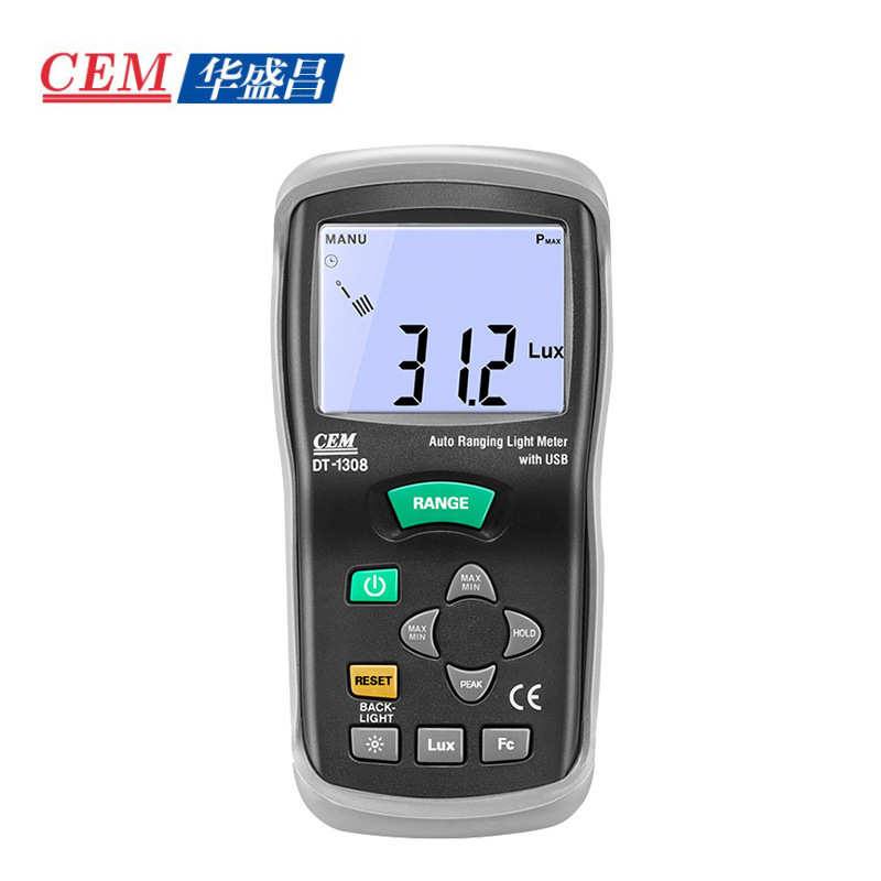 CEM华盛昌DT-1308型便携式测光仪照度仪亮度计光度计测光表照度计