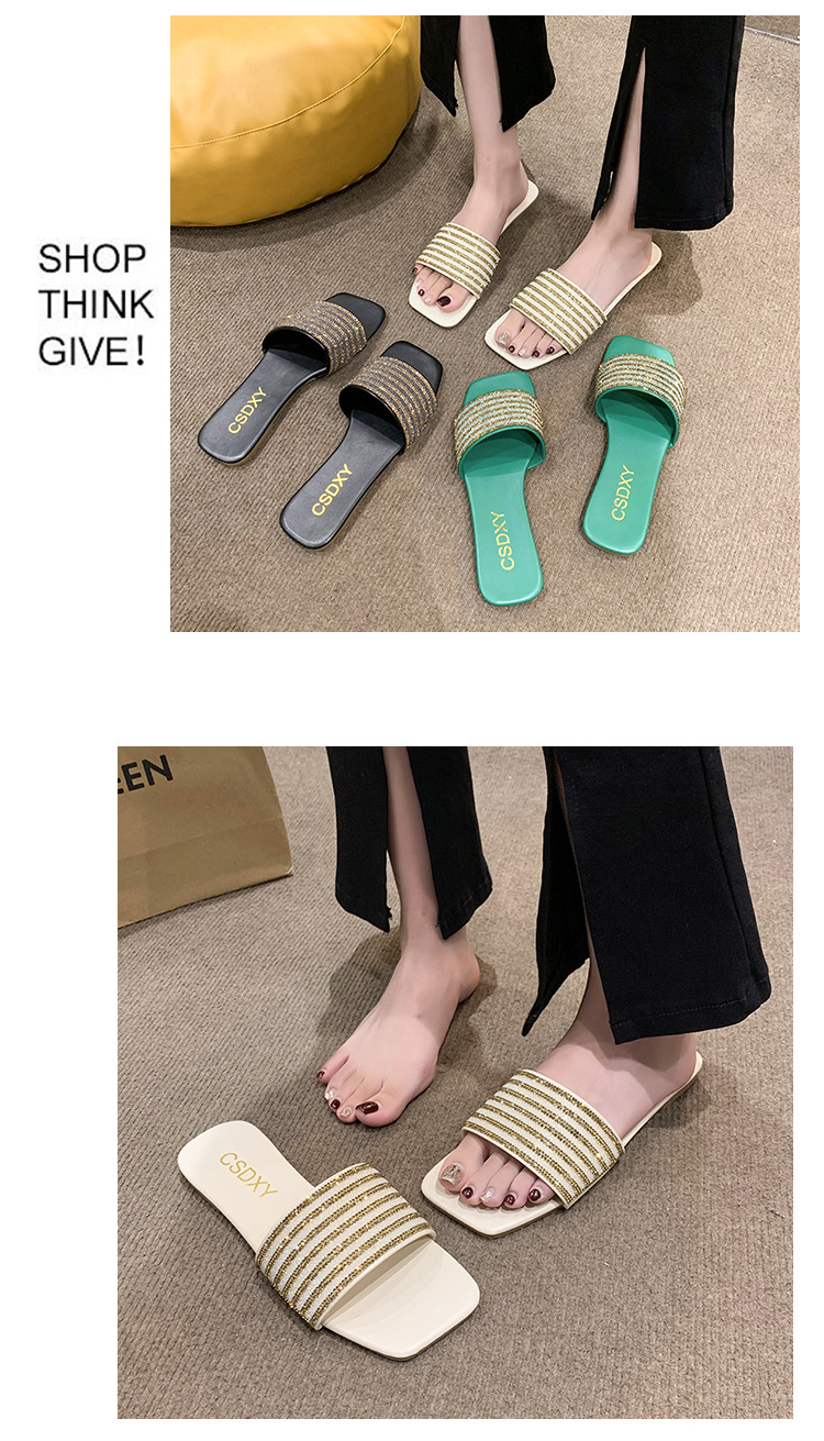 Women's Casual Solid Color Square Toe Flat Slippers display picture 2