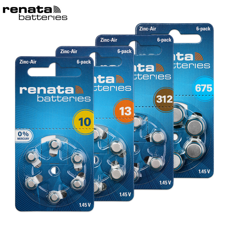 瑞士renata助听器电池A312 A10 A13 A675人工耳蜗锌空气纽扣电池
