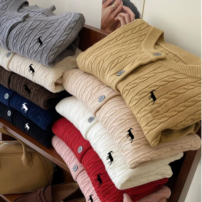 Navy Blue Slim-Fit Versatile Loose-Fitting Autumn and Winter Long-Sleeve Knit Sweater for Women, Stylish and Soft Cable-Knit Sweater