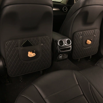 Casual Ladies Cute Cartoon Chair Back Anti-Kick Pad Car Seat Back Anti-Fouling Pad Seat Back Pocket Hanging Type