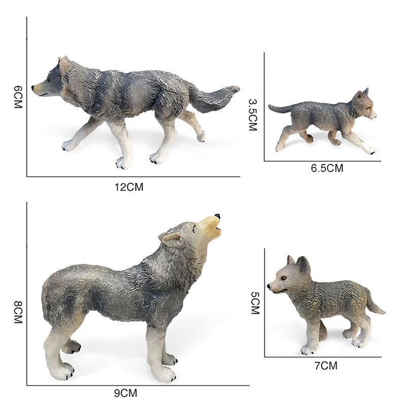 Simulación transfronteriza animal lobo siberiano rey modelo combinación Lobo Rey bebé Lobo macho hembra Lobo sólido juguete estático