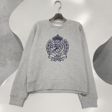 大牌平替~专柜品质灰色圆领卫衣女秋冬新款宽松百搭字母刺绣上衣