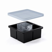 亚马逊热销品硅胶包铁4格冰格 硅胶冰格带盖4格轻便可叠冰格模具