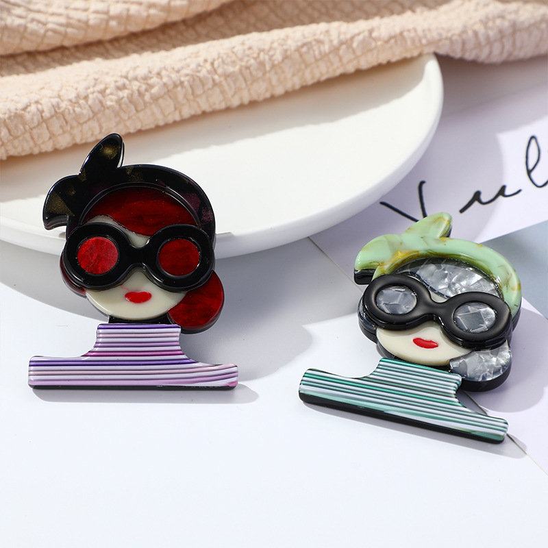 Azul núcleo de dibujos animados transfronterizos bowknot broche de mujer broche broche accesorios de ramillete decoración de joyería accesorios de acrílico colgante