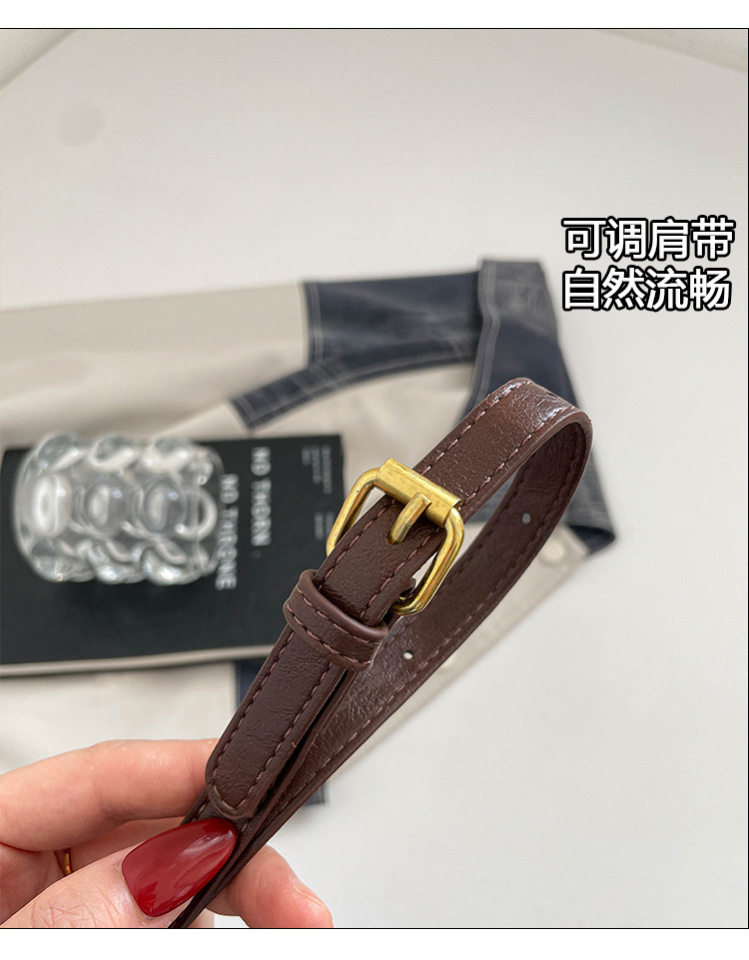 Túi đeo chéo nữ phong cách tối giản cổ điển dung lượng lớn, kiểu dáng vuông ngang, có dây đeo vai — Màu cà phê Không có mặt dây chuyền, Màu nâu không có mặt dây chuyền, Màu xanh lá cây không có mặt dây chuyền, Màu đỏ không có mặt dây chuyền chi tiết 4