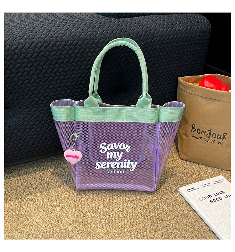 Bolsa de gran capacidad para mujeres verano 2026 nueva canasta de vacaciones de playa transparente bolsa de comida de viaje bolsa de ocio