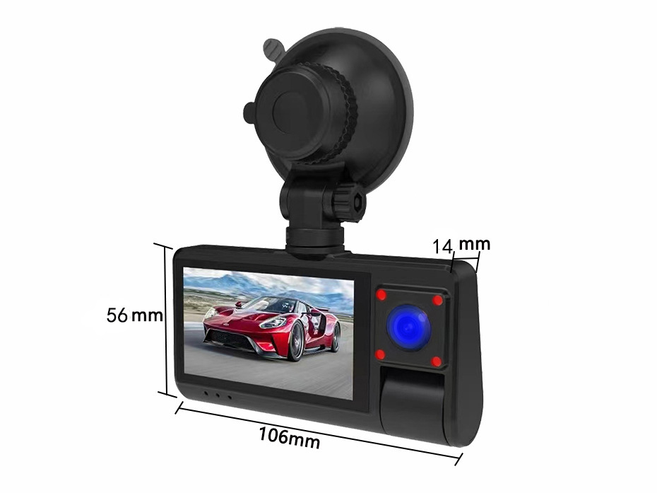 Wifi Three-Camera 1080P High-Definition Night Vision Dash Cam 3inch Touch Screen Car Surveillance Camera
