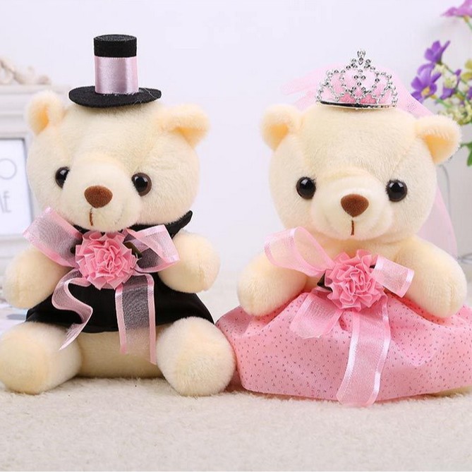Fabricantes al por mayor 18cm corona boda coche oso diamante boda pareja oso boda suministros boda decoración del coche para llevar