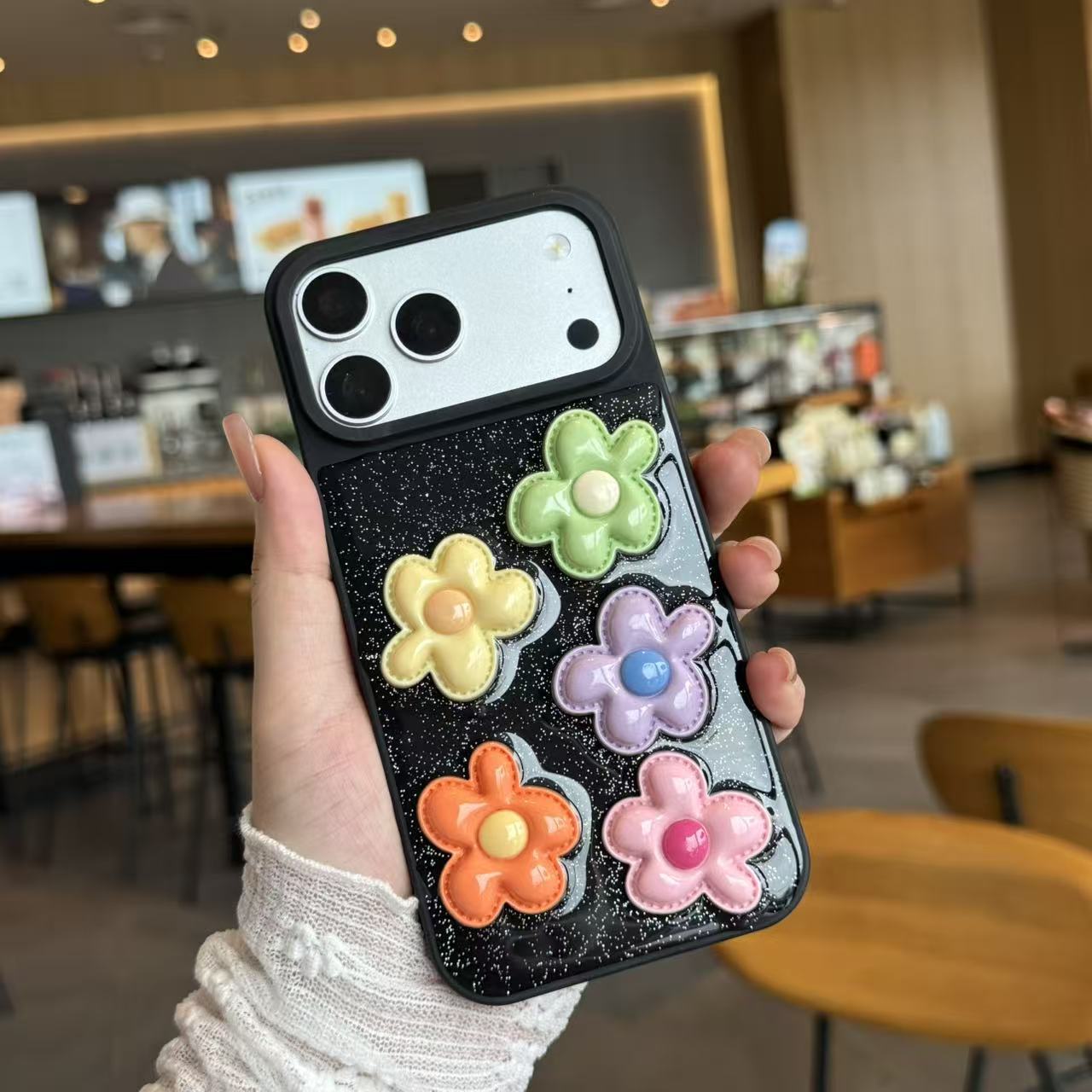 适用于苹果17promax手机壳iphone16pro糖果色花朵15/14新款保护套
