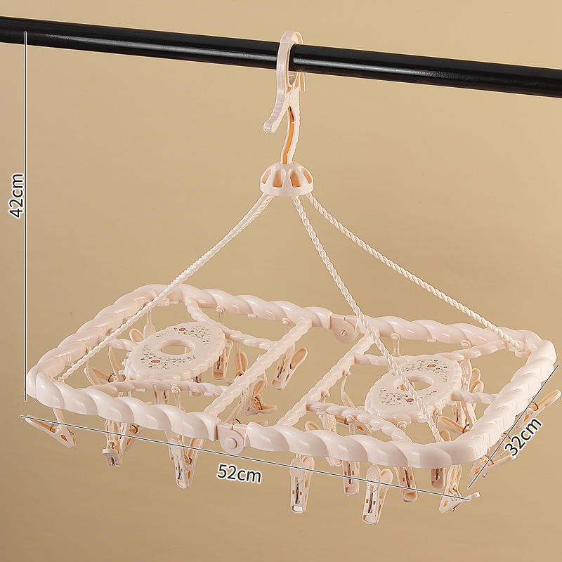 핑크 접이식 회전 [32 클립] 건조 랙