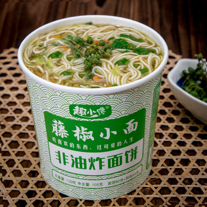 Tengjiao Small Noodles Bucket Pack, Chongqing Noodles Instant Noodles Wholesale Full Carton 6 Buckets Non-fried Night Snack Dormitory Quick Noodle Soup