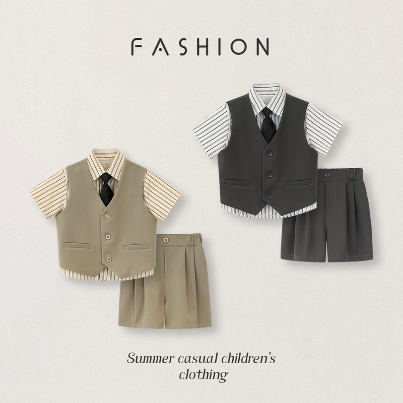 Children's Suit Dress British Gentleman Vest suit Children's Class Photography Clothing Kindergarten Activity Performance Clothing
