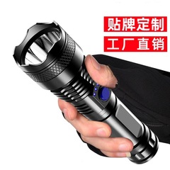 クロスボーダー爆金ABS強光LED懐中電灯USB充電表示屋外家庭用携帯夜釣りキャンプ懐中電灯