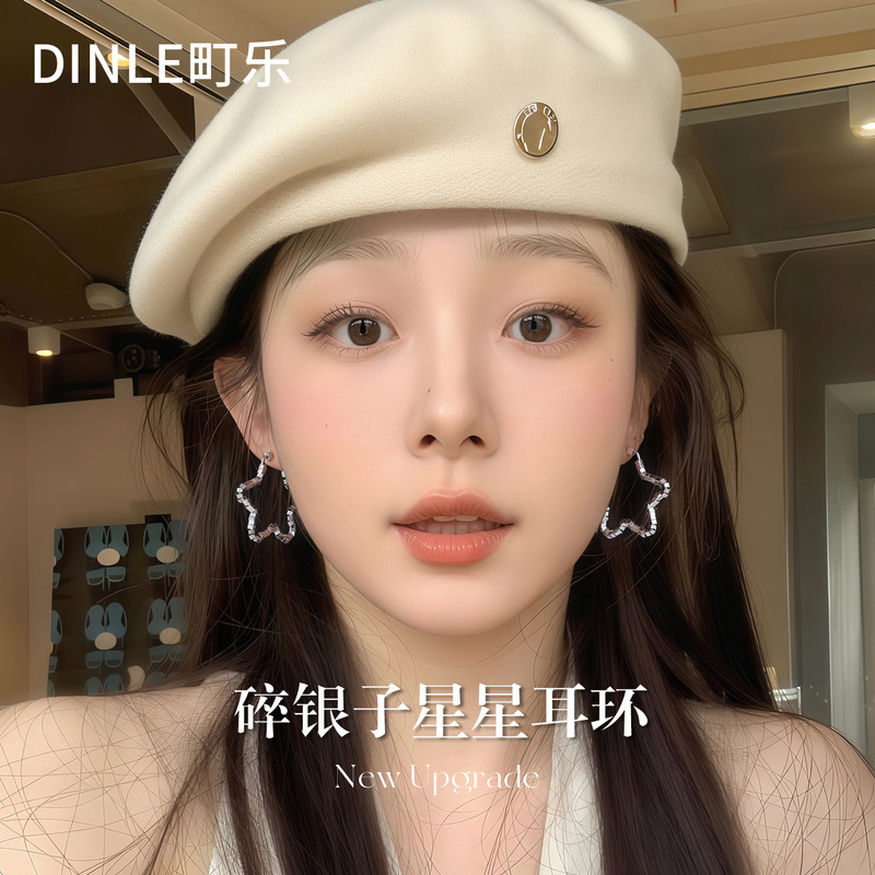 镂空星星碎银耳环女士2025新款爆款高级感显脸小设计感冷淡系耳饰|undefined