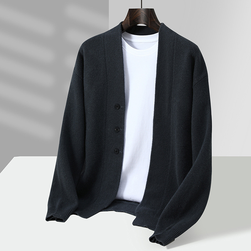 100% Pure Wool Sweater Men's Thickeneded Cardigan Pure Color Knitwear Knitwear Large Size Casual Jacket Trendyy Top 100% Pure Wool Sweater Men's Thickeneded Cardigan Pure Color Knitwear Knitwear Large Size Casual Jacket Trendyy Top