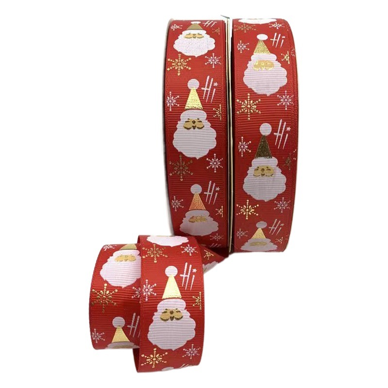 2,5 CM hilo de cinta de Navidad dorado cinta ELK Santa Claus decoración caja de regalo embalaje cinta de impresión lote
