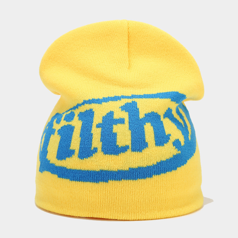 Neuer Jacquard-Strickpullover mit Buchstaben für Männer und Frauen, winddichte Ohrenschutzmütze für den Außenbereich im Herbst und Winter_voghion.com