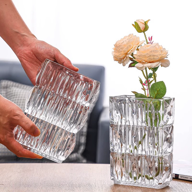 Легкая экстравагантная хрустальная стеклянная ваза высокого уровня прозрачная минималистская гостиная цветочная композиция Ресторан Гостиница Настольный стол Декоративные украшения