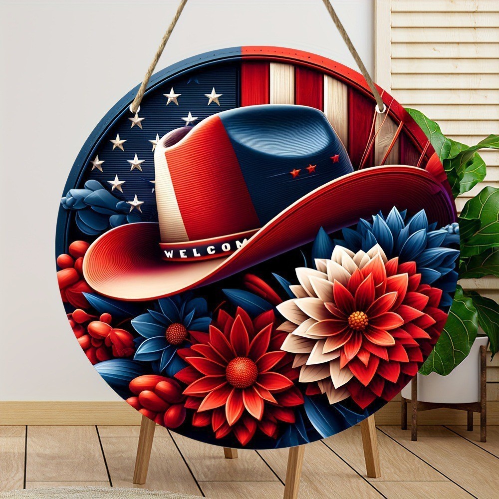 Colgante estación independiente transfronteriza nuevo producto USA Día de la Independencia aniversario guirlanda decoración de madera festivales de la familia madera