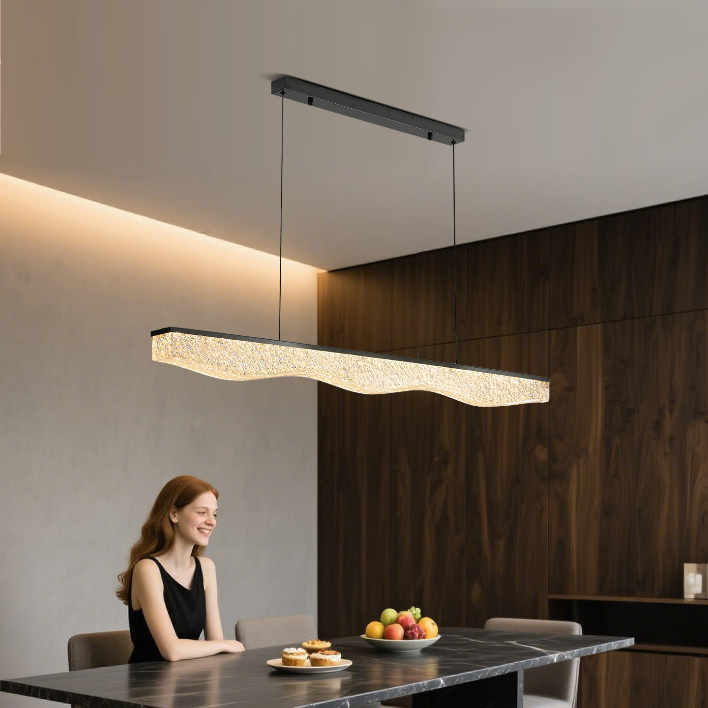 Lámpara de comedor minimalista italiana de lujo moderno diseño ligero de alto nivel barra barra barra de comedor lámpara de línea 556L