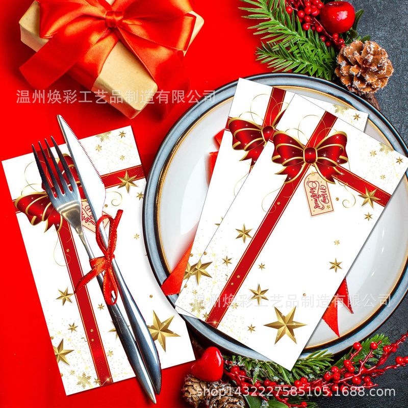Czj2023クリスマスちょう結びギフト祝日ロングティッシュパーティー祝日食器パーティー使い捨て紙|undefined