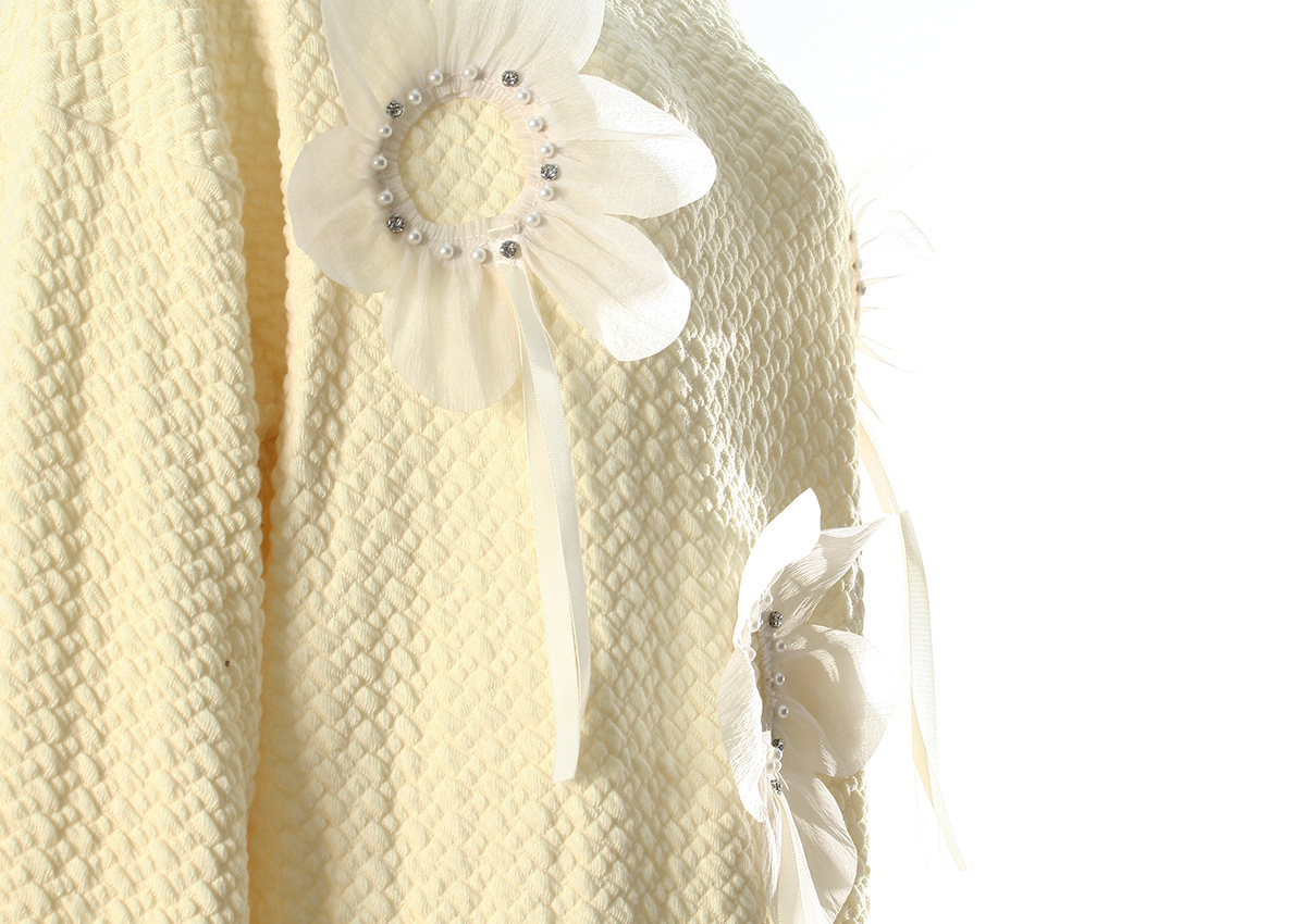 Mid Length Autumn Winter Solid Color Three Dimensional Floral Beaded Loose Outer Wear Sweatshirt